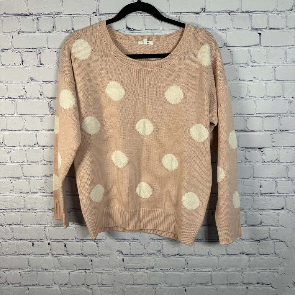 Maurices Pink & White Balloon Knit Sweater Womens Size M